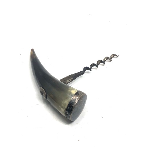 54 - Scottish silver mounted horn corkscrew