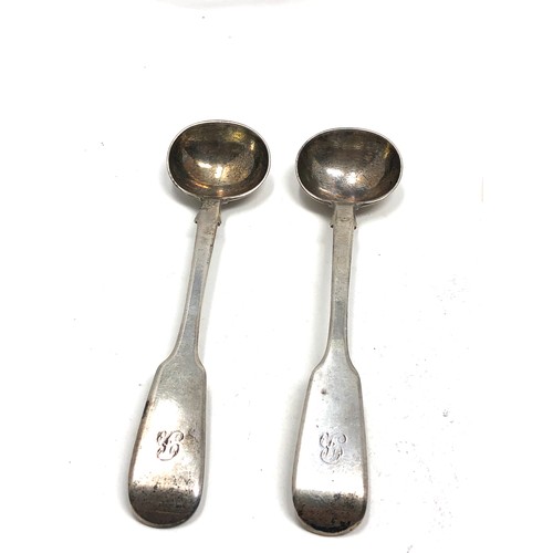 31 - 2 pairs of antique silver mustard spoons