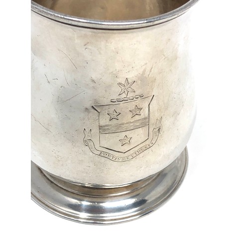 1 - Fine antique crested Georgian silver mug London silver hallmarks measures approx 10cm tall base diam... 