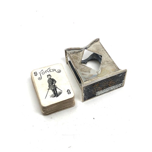 21 - Antique silver match box holder with a set of playing cards chester silver hallmarks