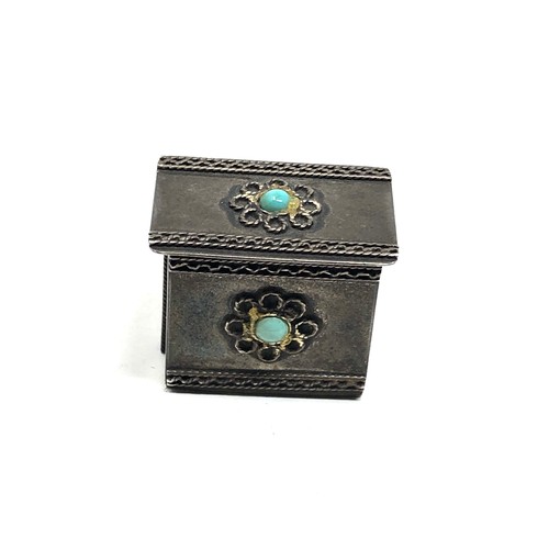29 - Israel sterling silver set with turquoise pill box