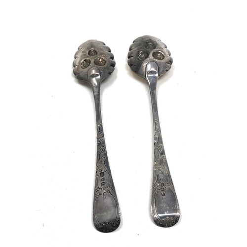 56 - Pair of georgian silver berry spoons London silver hallmarks weight 130g