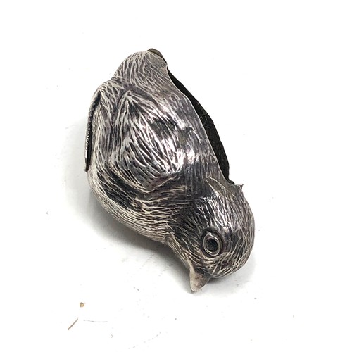 27 - Small antique silver chick pin cushion in need of restoration no interior age related marks Birmingh... 