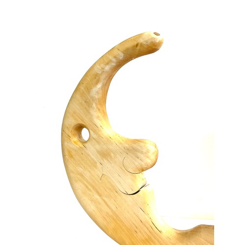 44 - Carved wooden moon tea light holder, measures approx  13