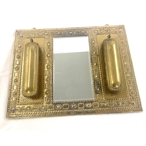 26 - 1940s mirror and brushes on brass frame measures approx 39cm wide 29cm tall