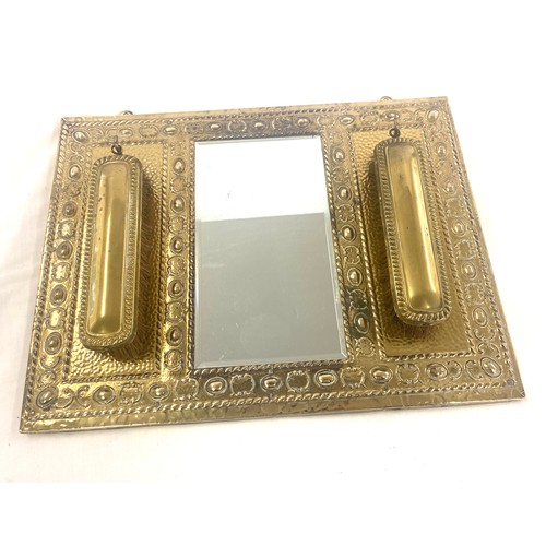 26 - 1940s mirror and brushes on brass frame measures approx 39cm wide 29cm tall