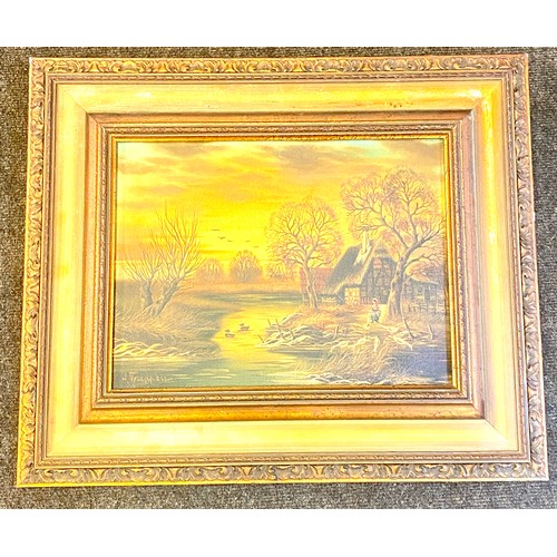 27 - 3 Signed wooden framed oil paintings on canvas, overall frame measurements: 23.5 by 19 inches