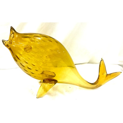 7 - Vintage glass fish ornament, approximate measurements: Height 12.5 inches, Width 19 inches, small ch... 