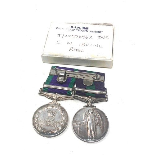 519 - ER.11 mounted medal pair & box gsm -cyprus & c.s.m south arabia to t/22972963 dvs .c.m irvine r.a.s.... 