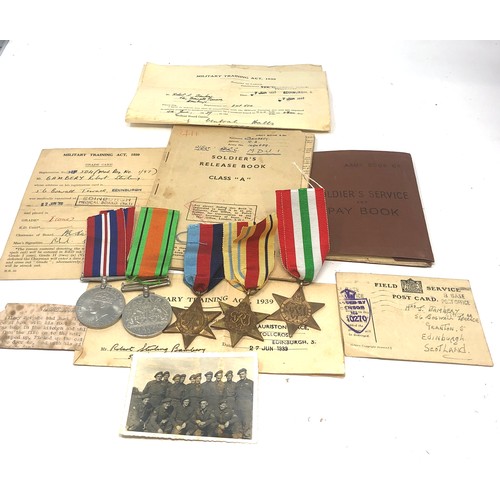 518 - ww2 army group medals original paperwork inc release book & medals paperwork named tp r.s.bambery se... 