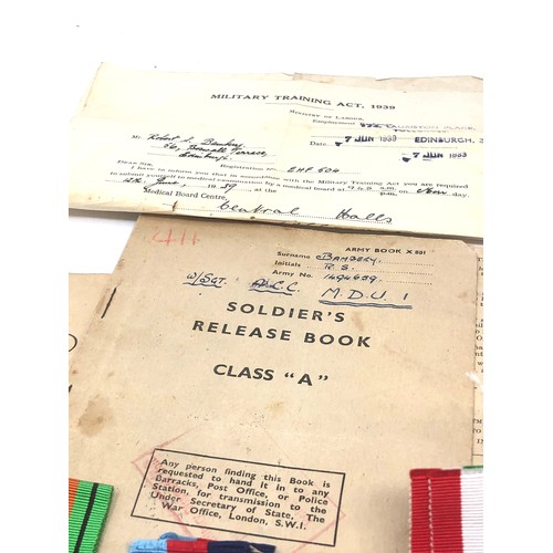 518 - ww2 army group medals original paperwork inc release book & medals paperwork named tp r.s.bambery se... 
