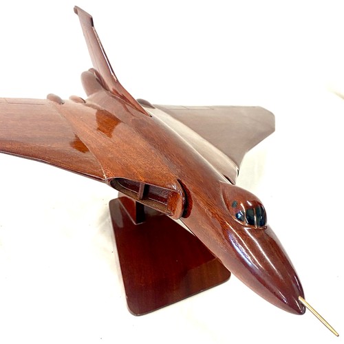 11 - Handcrafted Avro Vulcan mahogany wood desktop airplane model,  ( Wingspan: 16-18 inches), good overa... 