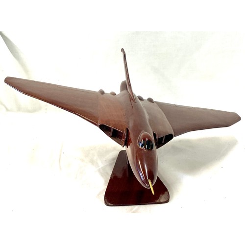 11 - Handcrafted Avro Vulcan mahogany wood desktop airplane model,  ( Wingspan: 16-18 inches), good overa... 