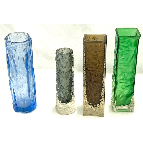 15 - Selection of coloured glass cube vases, tallest measurements approximately 7 inches tall