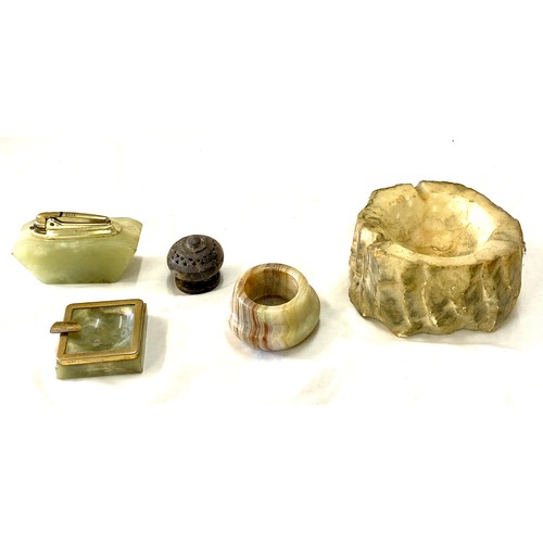 24 - Selection of onyx pieces to include ashtrays etc