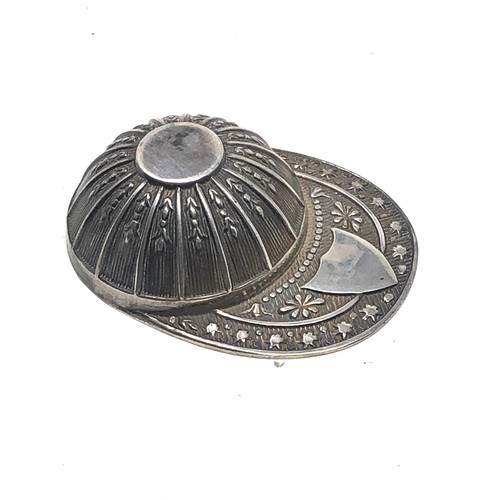 8 - Silver jockey cap tea caddy spoon sheffield silver hallmarks