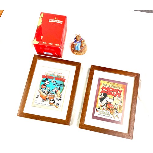 50 - Bunnykins by Royal Doulton figure, 2 Walt Disney prints in small frames