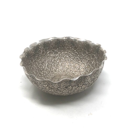 22 - Antique indian silver bowl measures approx 12cm dia height 4.5cm