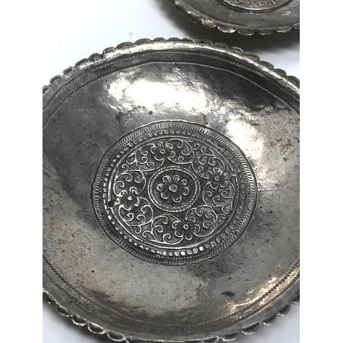 28 - 2 antique indian silver bowls coin set largest measures approx 9cm dia