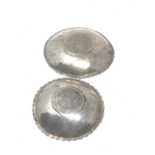 28 - 2 antique indian silver bowls coin set largest measures approx 9cm dia