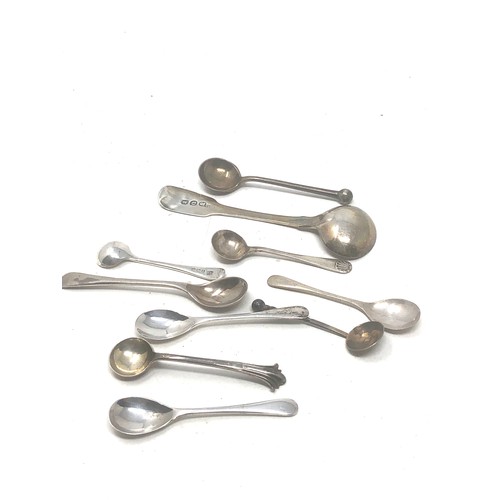 19 - selection of 10 antique silver salt spoons 45.8 grams