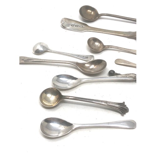 19 - selection of 10 antique silver salt spoons 45.8 grams