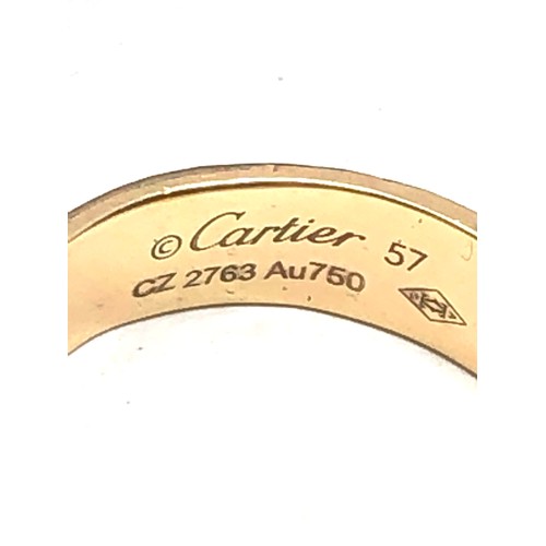 44 - 18ct gold diamond ring engraved cartier weight of ring 4.8g Size P