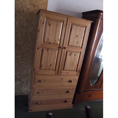 Small Pine Wardrobe The Upper Cupboard With Hanging Rail Above 3