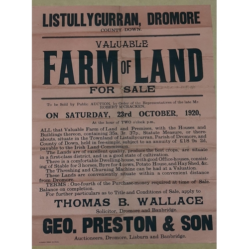 44 - FARM OF LAND, LISTULLYCURRAN AUCTION POSTER 22.5