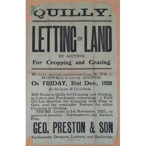 46 - LAND LETTING, QUILLY AUCTION POSTER 17.5
