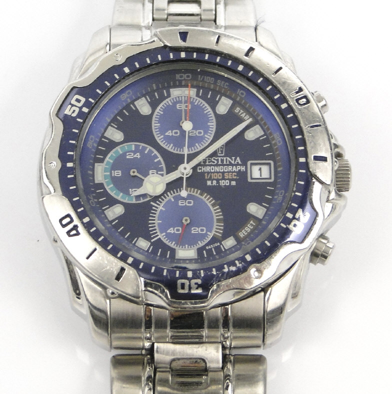 Festina Chronograph stainless steel gentleman's wristwatch numbered 6457 to  back