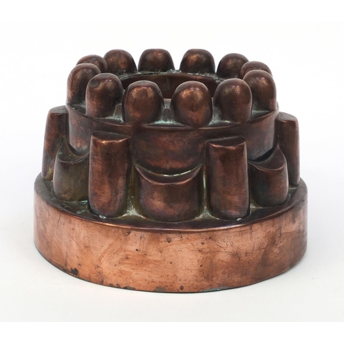 16 - Victorian copper jelly mould, stamped 73, 10cm high