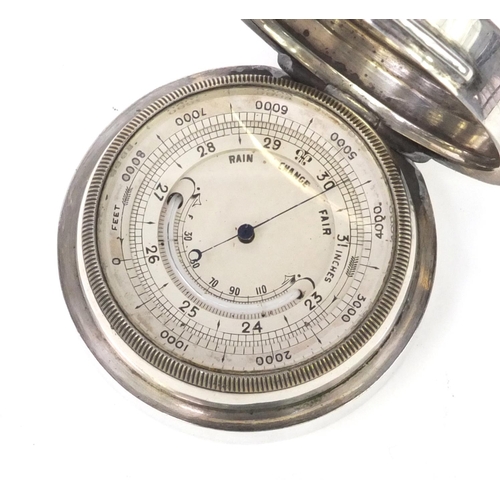 38 - Silver cased Asprey of London compensated barometer, London 1911, 2cm high