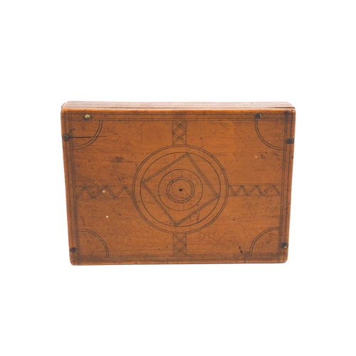 34 - 19th Century box wood part set of Napier bones, the box engraved with geometric shapes, the box 9.5c... 
