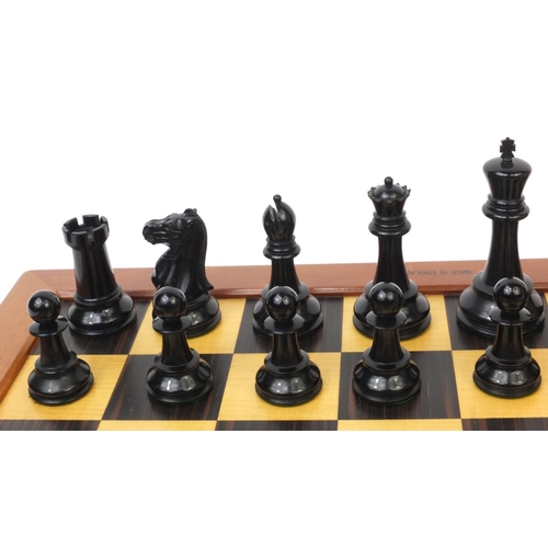 407 - Jaques & Sons Staunton boxwood chess set together with a Jaques mahogany framed satin and rosewood c... 