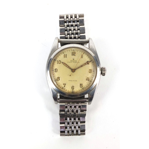 842 - Vintage gentleman's stainless steel Rolex Oyster perpetual precision, wristwatch with luminous dial ... 