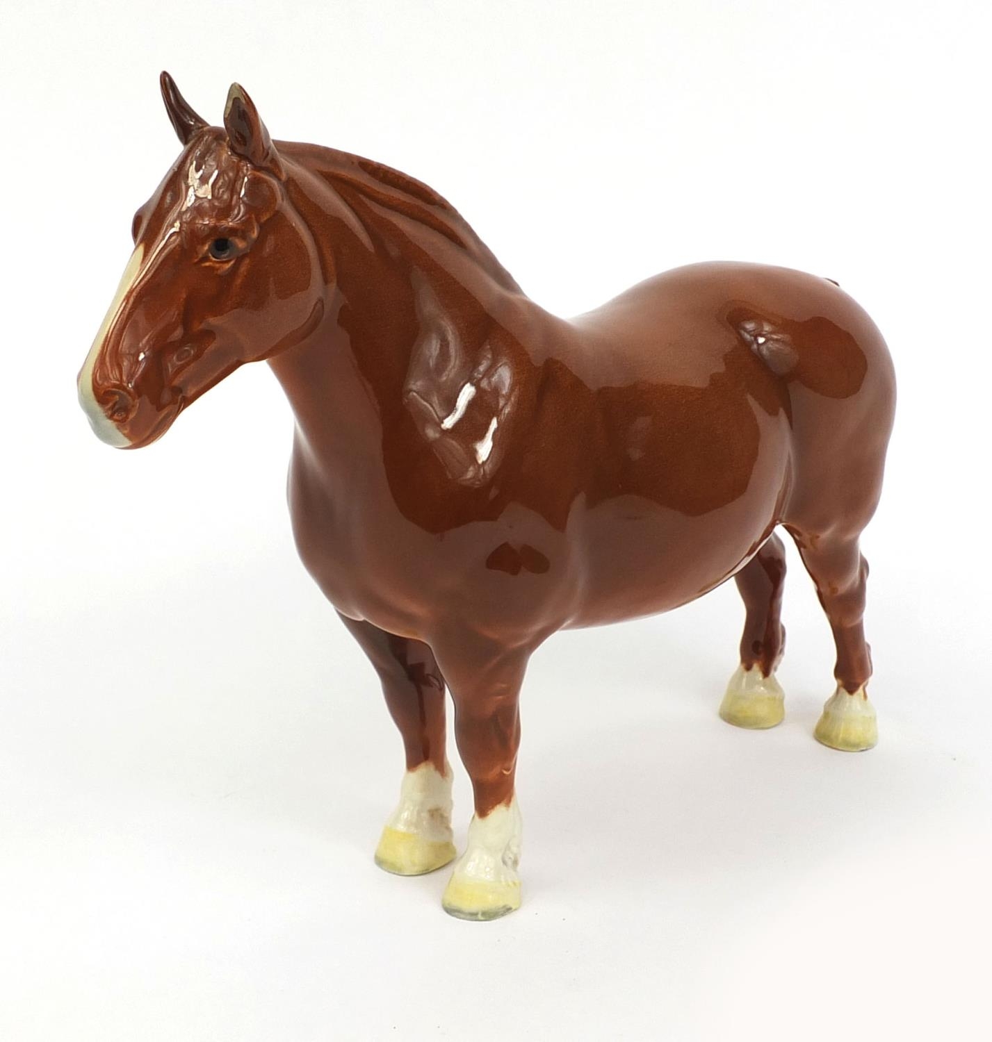 Large brown Beswick china horse, stamped CH. Masse Dainty, 20cm high