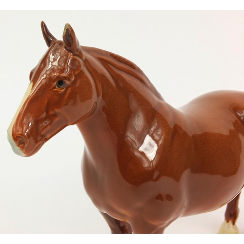 Large Brown Beswick China Horse, Stamped Ch. Masse Dainty, 20cm High