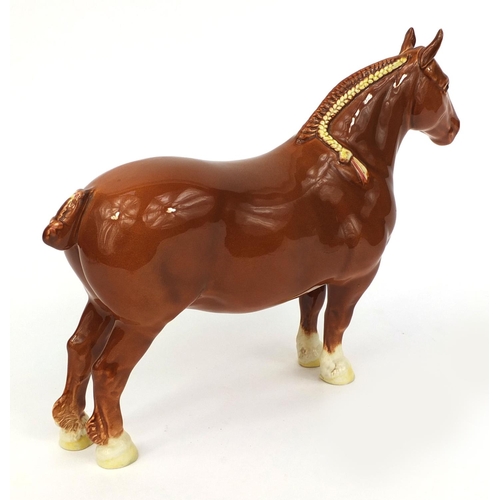 Large brown Beswick china horse, stamped CH. Masse Dainty, 20cm high