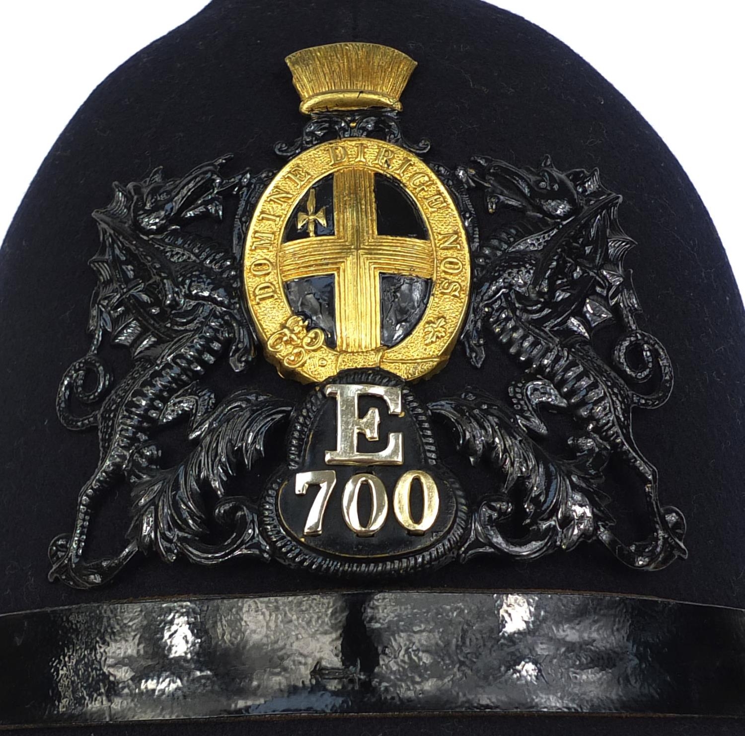 Vintage City of London police Coxcomb helmet with division 'E' plate ...