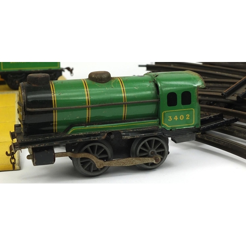 Group of Hornby O Gauge tinplate railway including locomotive 3402 ...