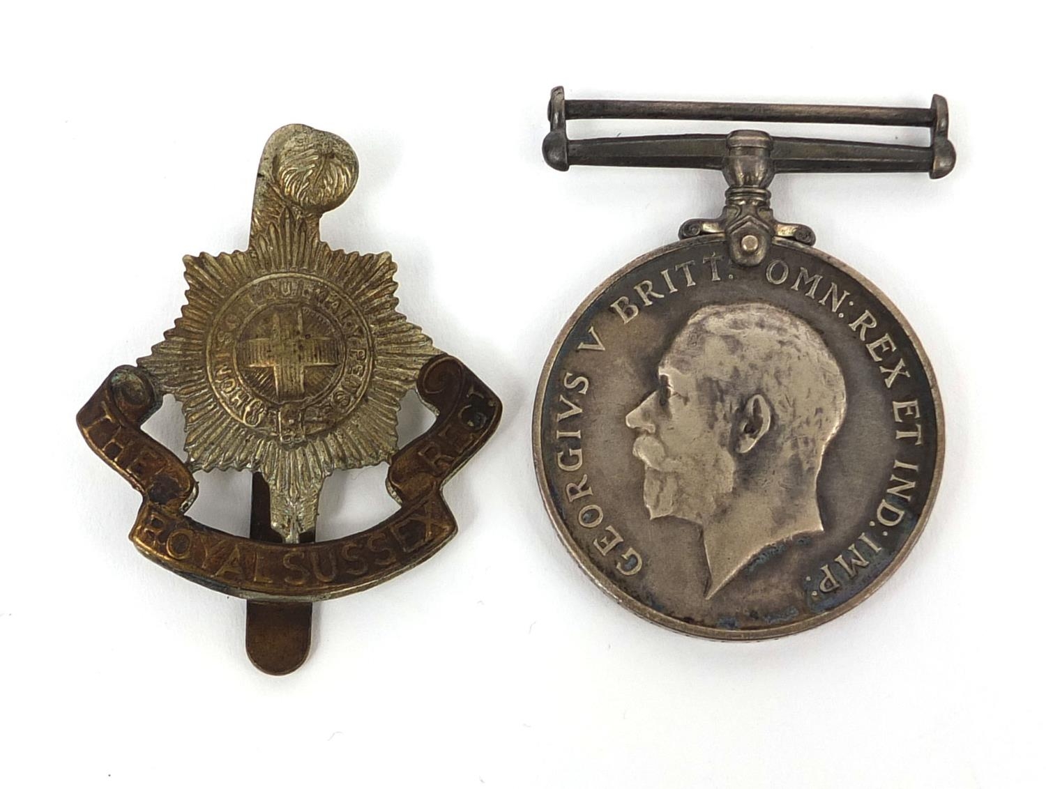 British Military World War I 1914-18 war medal with Royal Sussex ...