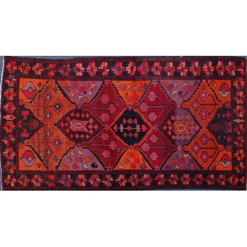2019 - Rectangular Luri tribal rug decorated with an all over geometric design, 257cm x 147cm