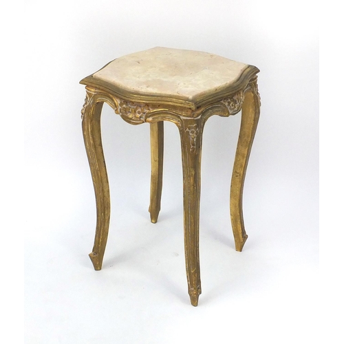 2031 - Giltwood plant stand with inset marble top, 60cm high x 40cm wide and 40cm deep