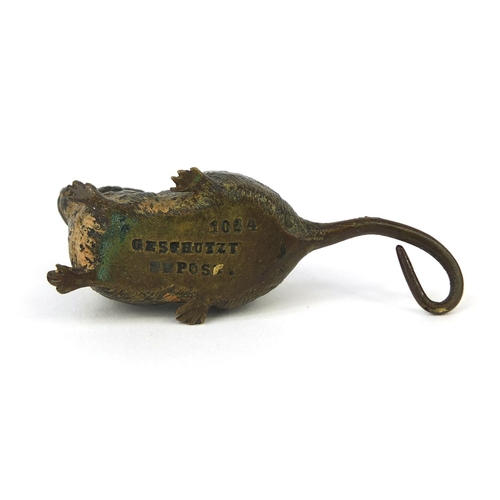 35 - Austrian cold painted bronze rat, stamped Geschutzt and numbered 1064 to the base, 7cm in length