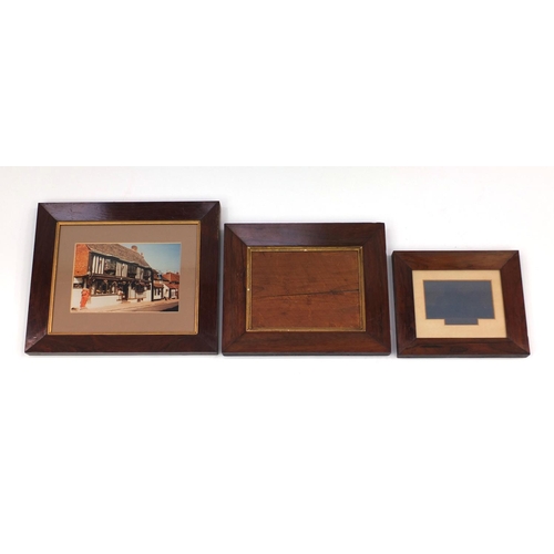 46 - Three Victorian rosewood frames, various sizes, the largest 44cm x 37.5cm