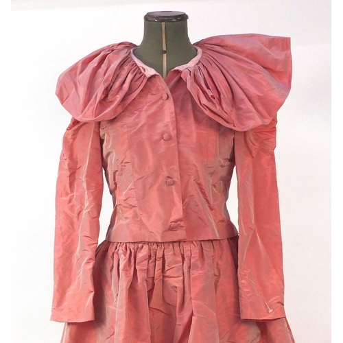 24 - Victor Edelstein silk lined taffeta pink ball gown and bolero jacket, sizes 10, each with labels to ... 