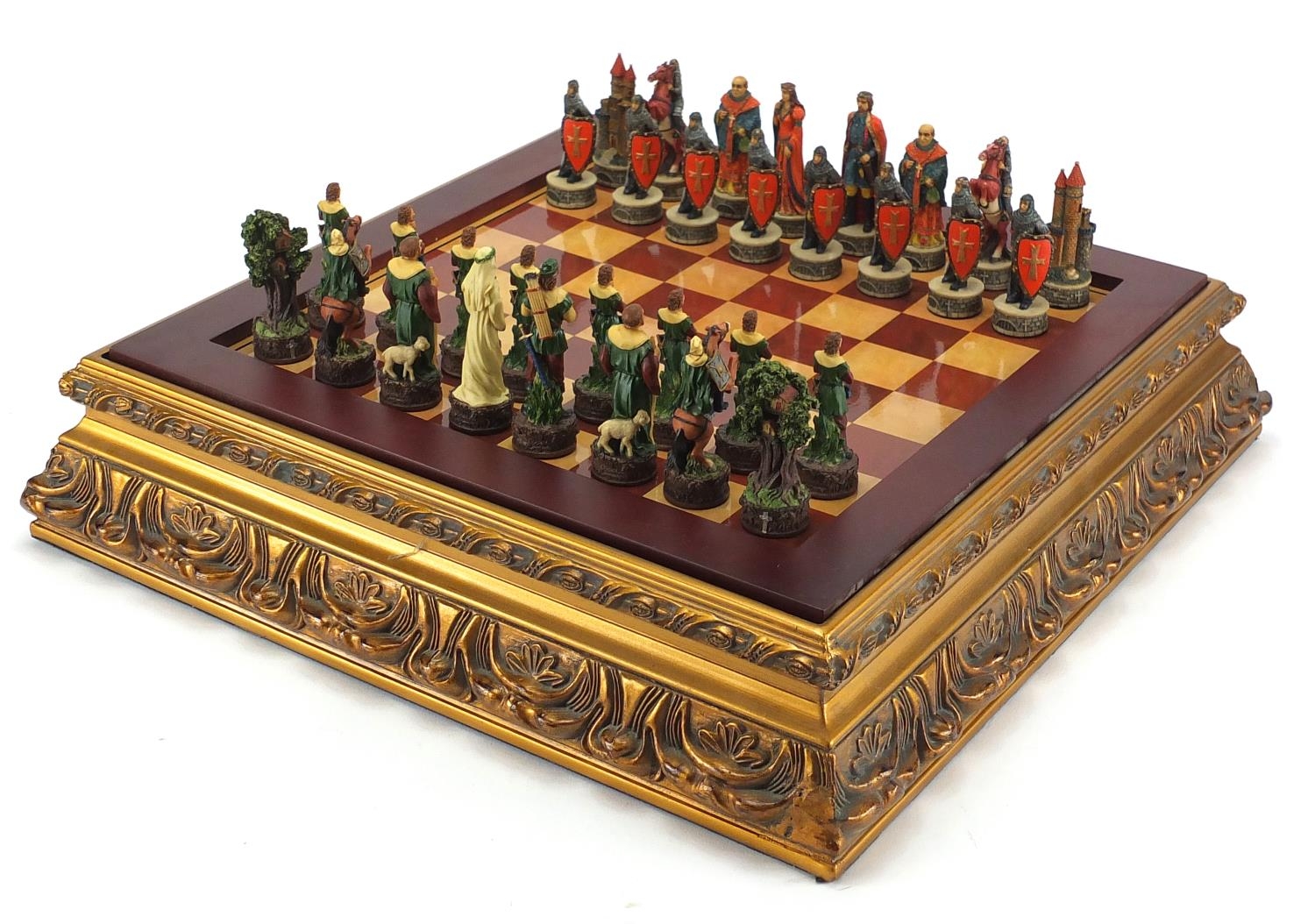 Robin Hood Hand Painted Chess Set With Board, The Board 42cm X 42cm