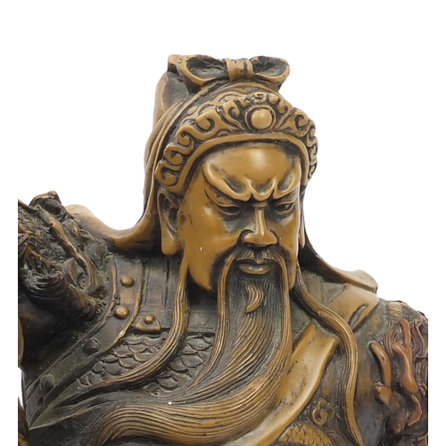 Large Chinese figure of warrior on horseback, 83cm high