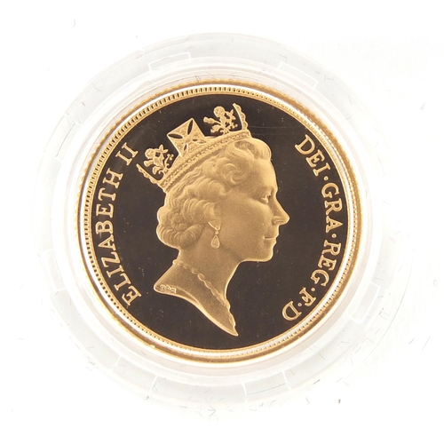 207 - Elizabeth II 1996 gold proof sovereign, with fitted case, certificate numbered 5832 and box